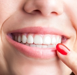 Closeup of healthy teeth and gums after periodontal disease treatment