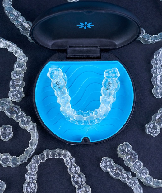 A close-up of Invisalign trays in North Providence